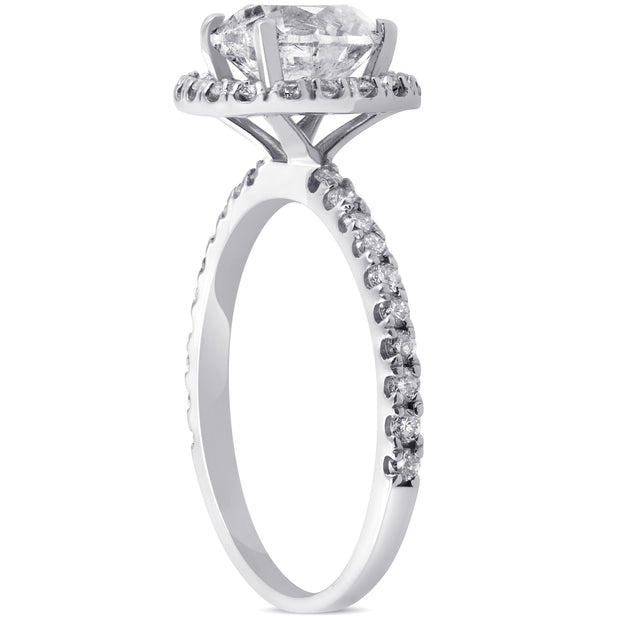 G/SI 1.40ct Diamond Cushion Halo Engagement Ring 14k White Gold Enhanced