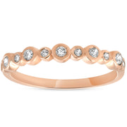 1/3ct Diamond Wedding Ring 14k Rose Gold Stackable Womens Anniversary Band
