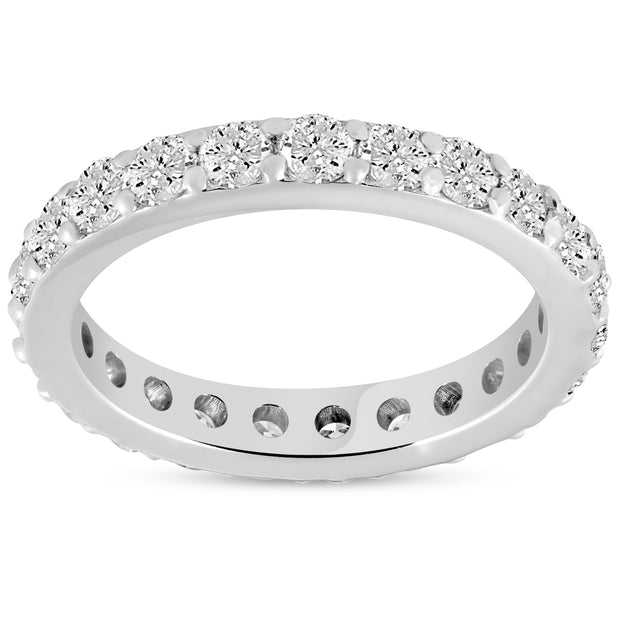 1 1/2 ct Diamond Eternity Ring 14k White Gold Common Prong Stackable Band