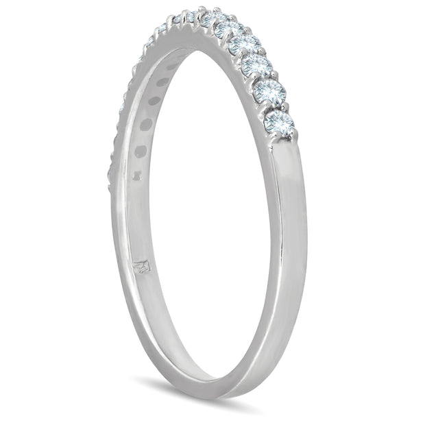 1/2ct Diamond Wedding Ring Stackable Womens Anniversary Band 10K White Gold