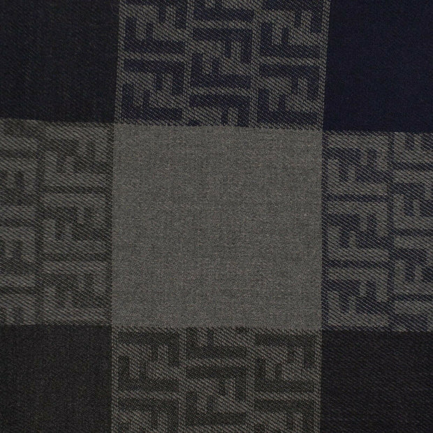 FENDI Grey/Blue Wool Jacquard Logo Zucca Pattern Scarf/Shawl