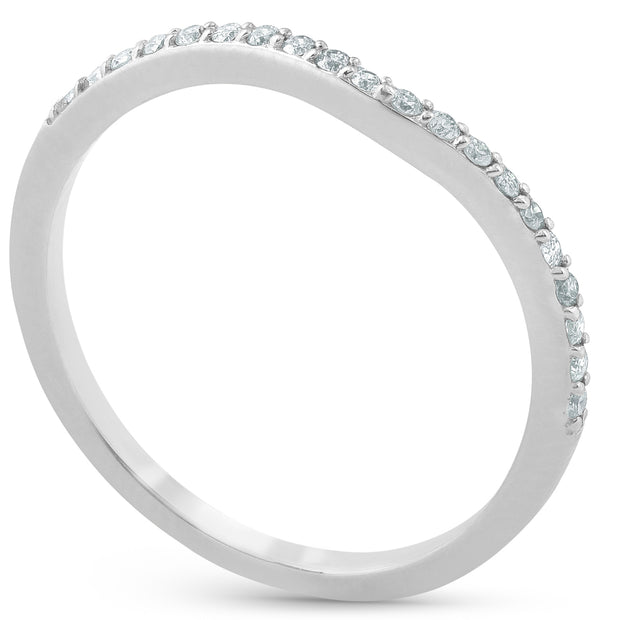 1/8cttw Diamond Curved Wedding Engagement Guard Enhancer Band 14k White Gold