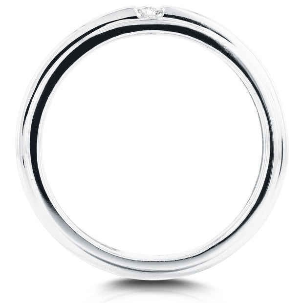 1/8 ct TDW Mens Brushed Diamond Wedding Ring 10k White Gold