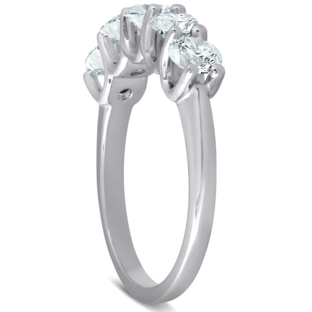 G/VS 1.50 Ct Diamond Five Stone Wedding Ring 14k White Gold Lab Grown EX3