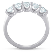 G/VS 1.50 Ct Diamond Five Stone Wedding Ring 14k White Gold Lab Grown EX3
