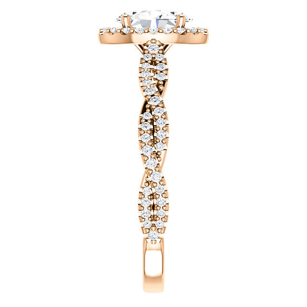 1.50Ct Oval Halo Diamond Infinity Engagement Wedding Ring Rose Gold Enhanced