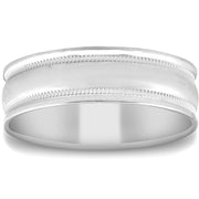 6MM Solid 14k White Gold Men's Ring Hand Carved High Polished Wedding Band