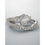 1 1/2 Ct Oval Shape Diamond Engagement Ring Wedding Set 14k White Gold Enhanced