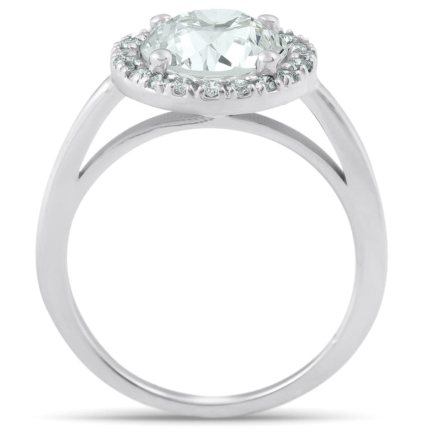 1 1/2 Ct Halo Round Diamond Low Profile Engagement Ring 14k White Gold Enhanced