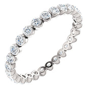 3/4 Ct TW Round Natural Diamond Eternity Ring Wedding Stackable Band White Gold