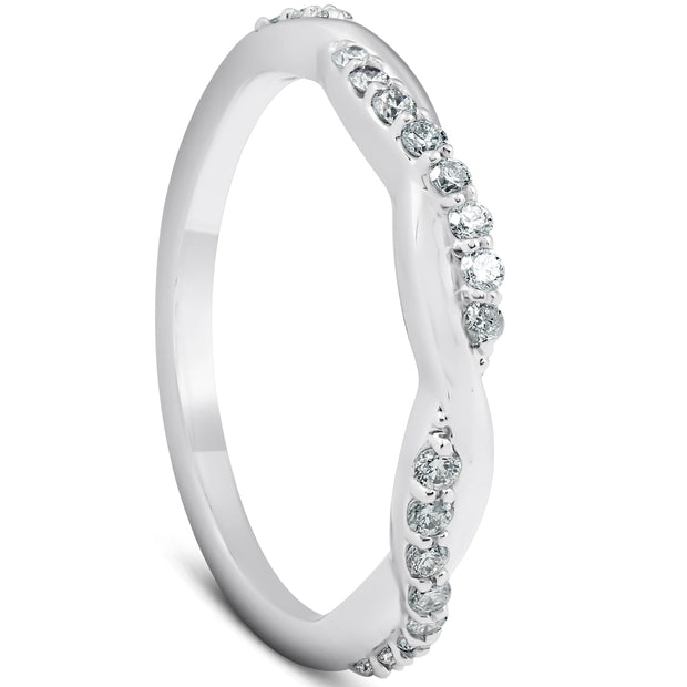 1/5Ct Diamond Infinity Wedding Ring Womens 14k White Gold Interwoven Stack Band