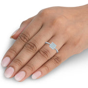 3/8 Ct Princess Cut Diamond Halo Engagement Ring 10k White Gold