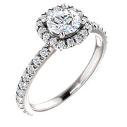 SI/G 1 Ct Cushion Halo EX3 Lab Grown Diamond Engagement Ring 14k White Gold