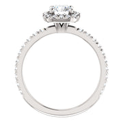 SI/G 1 Ct Cushion Halo EX3 Lab Grown Diamond Engagement Ring 14k White Gold