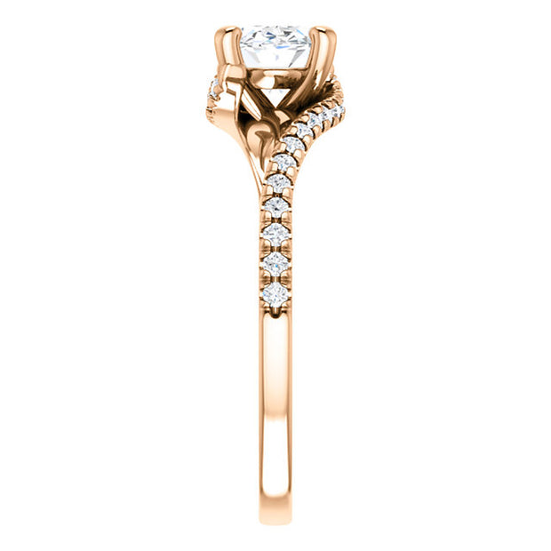 H/SI 1 1/4 Oval Diamond (1ct center) Engagement Ring 14k Rose Gold Enhanced