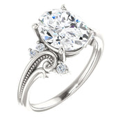 G/VS 2.20 Ct Oval Moissanite & Lab Grown Diamond Engagement Ring 14k White Gold