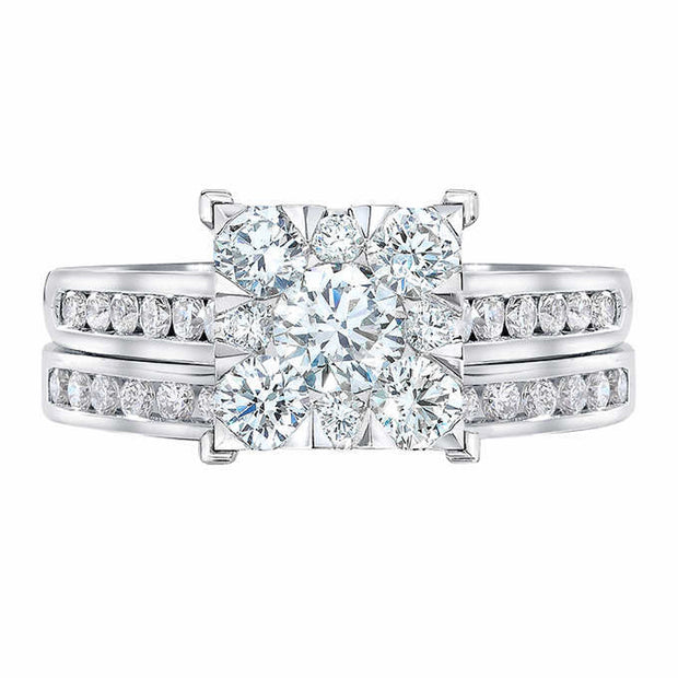 2 Ct Diamond Princess Cut Framed Engagement Wedding Ring Set White Gold