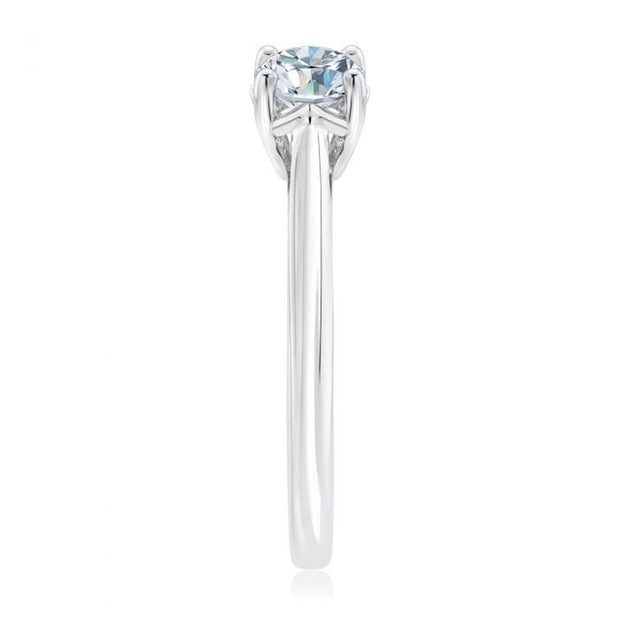 1/2Ct Round Diamond Solitaire Engagement Ring 10k White Gold