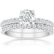 G/SI 1.75 Ct Diamond Engagement Wedding Ring Set 14k White Gold Enhanced