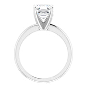 3Ct Asscher Solitaire Moissanite Engagement Ring in White Yellow or Rose Gold