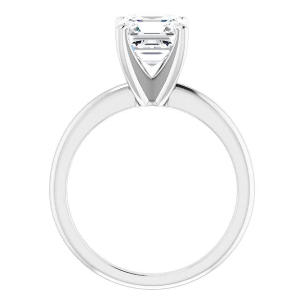 4Ct Asscher Solitaire Moissanite Engagement Ring in White Yellow or Rose Gold