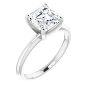 2Ct Asscher Solitaire Moissanite Engagement Ring in White Yellow or Rose Gold
