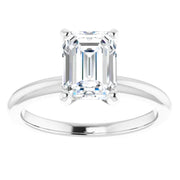 2Ct Emerald Cut Solitaire Moissanite Engagement Ring White Yellow or Rose Gold