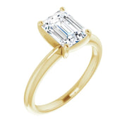 2Ct Emerald Cut Solitaire Moissanite Engagement Ring White Yellow or Rose Gold
