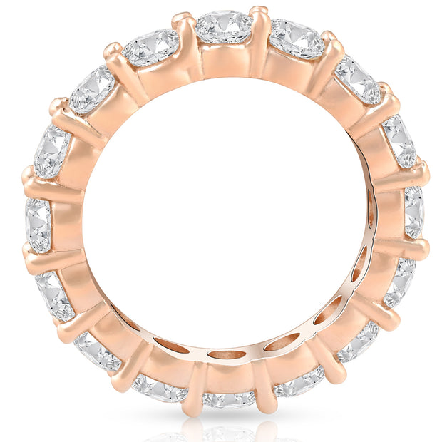 VS 4Ct Diamond Eternity Wedding Ring Lab Grown Diamond 14k Rose Gold