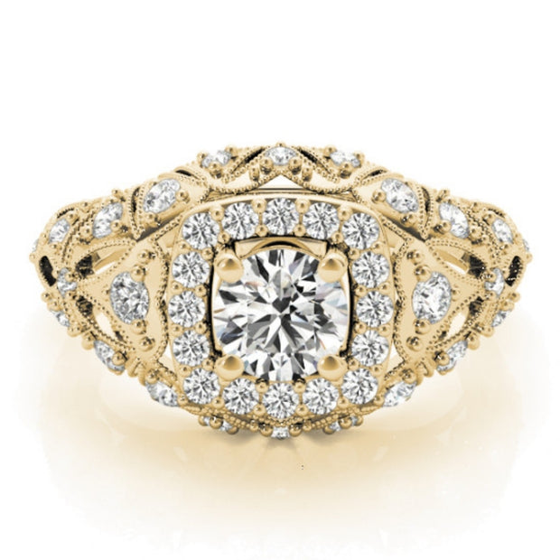 VS 1 Ct TW Diamond Vintage Engagement Ring Lab Grown White Yellow or Rose Gold