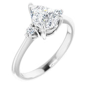 VS 1 1/4Ct Pear Shape Diamond Three Stone Engagement Ring lab Grown in 14k