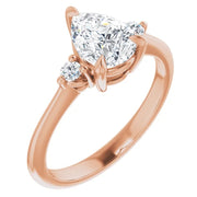 VS 1 1/4Ct Pear Shape Diamond Three Stone Engagement Ring lab Grown in 14k