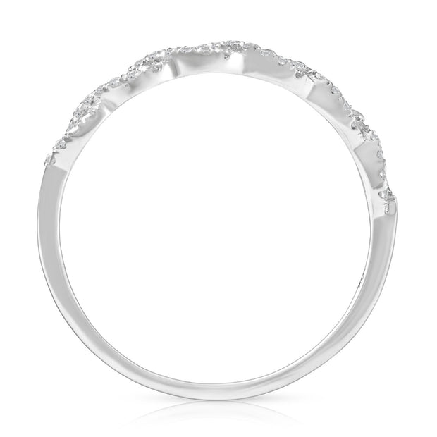 1/4 Carat (ctw) Round White Diamond Ladies Swirl Wedding Ring 10k White Gold