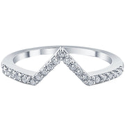 VS 1/5Ct V Shape Curved Lab Grown Diamond Wedding Ring 10k White Gold