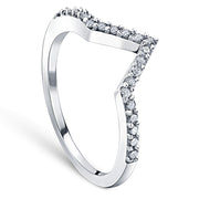 VS 1/5Ct V Shape Curved Lab Grown Diamond Wedding Ring 10k White Gold