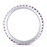 3/4Ct Genuine Pink Sapphire Eternity Ring Stackable Band 10k White Gold