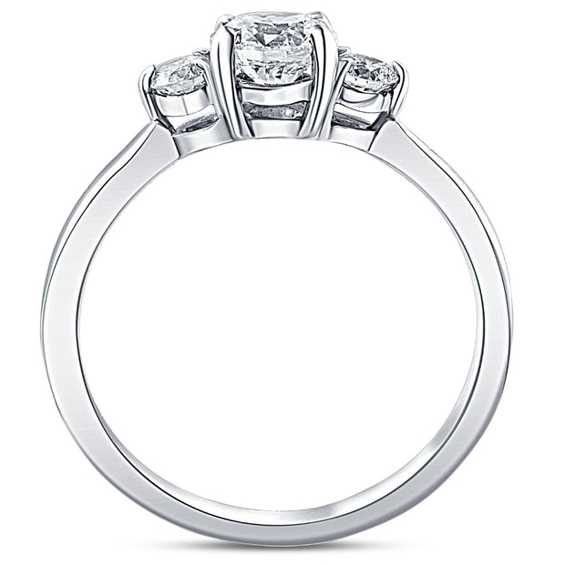 1 1/4Ct Three Stone Diamond (3/4ct Center) Engagement Ring White or Yellow Gold