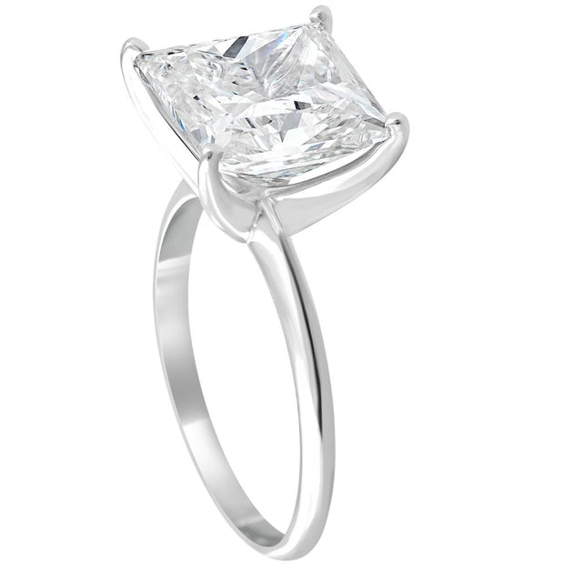 H/VS 5Ct Princess Cut Solitaire Diamond 14k White Gold Engagement Ring Lab Grown
