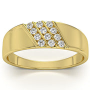 1/5Ct Multi Row Men's Diamond Polished Ring in White, Yellow, or Rose Gold