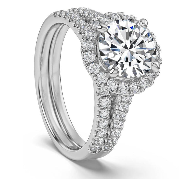 VS 3.30Ct Halo Diamond Engagement lab Grown Ring Set White, Yellow, or Rose Gold
