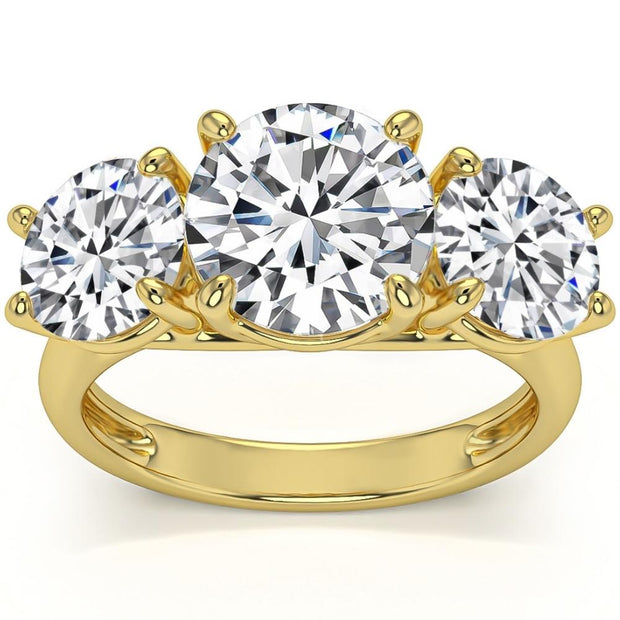 5 1/2Ct Three Stone Lab Grown Diamond Engagement Ring White Yellow or Rose Gold