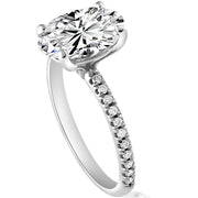 3 1/2Ct Oval Diamond Engagement Accent Ring 14k White Gold Lab Grown
