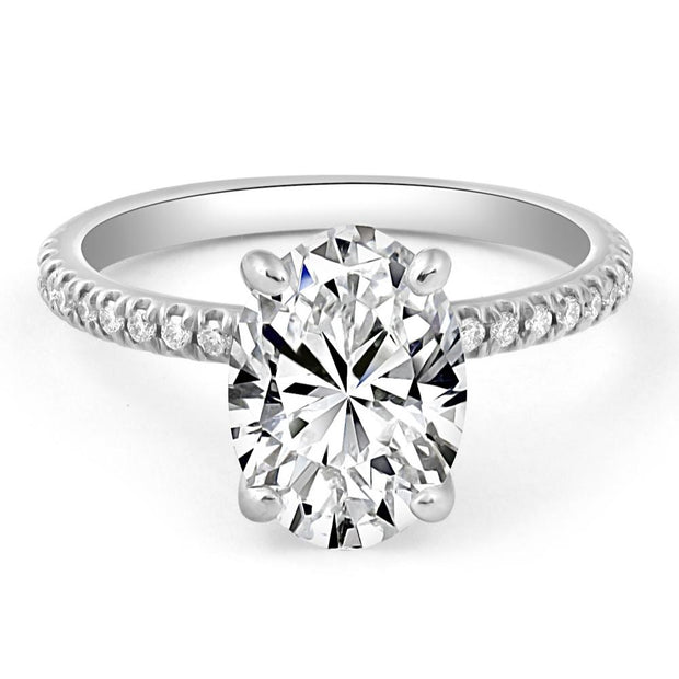 3 1/2Ct Oval Diamond Engagement Accent Ring 14k White Gold Lab Grown