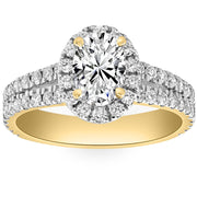VS 2Ct Diamond Oval Lab Grown Halo Engagement Ring White, Yellow or Rose Gold