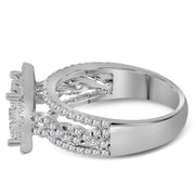 1 1/2Ct Cushion Halo Cluster Diamond Engagement Ring in White Gold