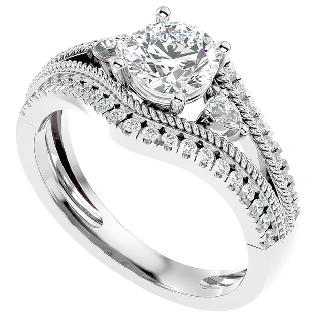 1 1/3Ct Diamond & Moissanite Designed Accent Engagement Ring in 10k Gold