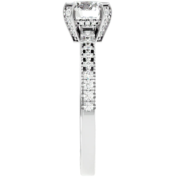 1 1/3Ct Diamond & Moissanite Halo Engagement Ring in 10k Gold