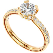 1 1/3Ct Diamond & Moissanite Halo Engagement Ring in 10k Gold