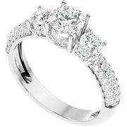 1 1/2Ct Diamond & Moissanite Side Halo Engagement Ring in 10k Gold