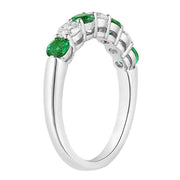 1 1/2Ct TW Round Diamond & Created Emerald Wedding Anniversary Ring in 14k Gold